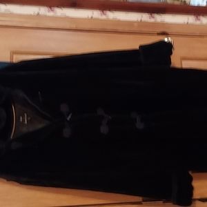 Dennis Basso heavy faux fur coat, come to knees,zipper up &  button too, hood